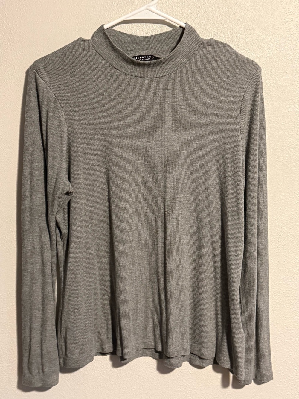 Liverpool LA Mockneck Grey Ribbed Longsleeve Size Large